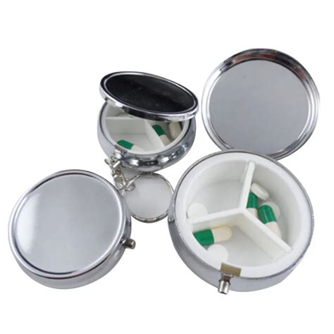 metal 3 small pill box for sale pill storage cases|Pill Box Round Metal Pill Case Portable Mini Silver Medicine Drug .